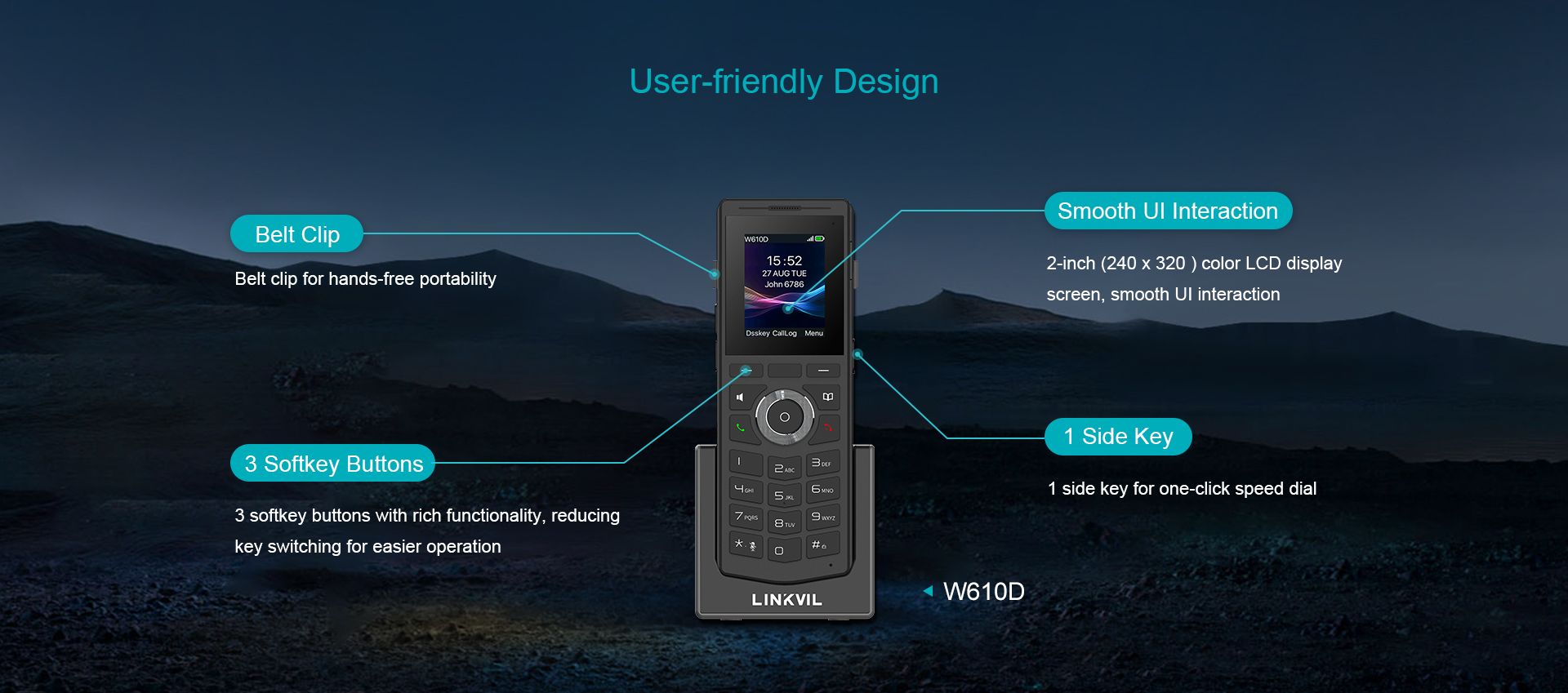 W710P DECT نظام الهاتف (W610D+W710D) — رسم توضيحي رسمي للمنتج 3