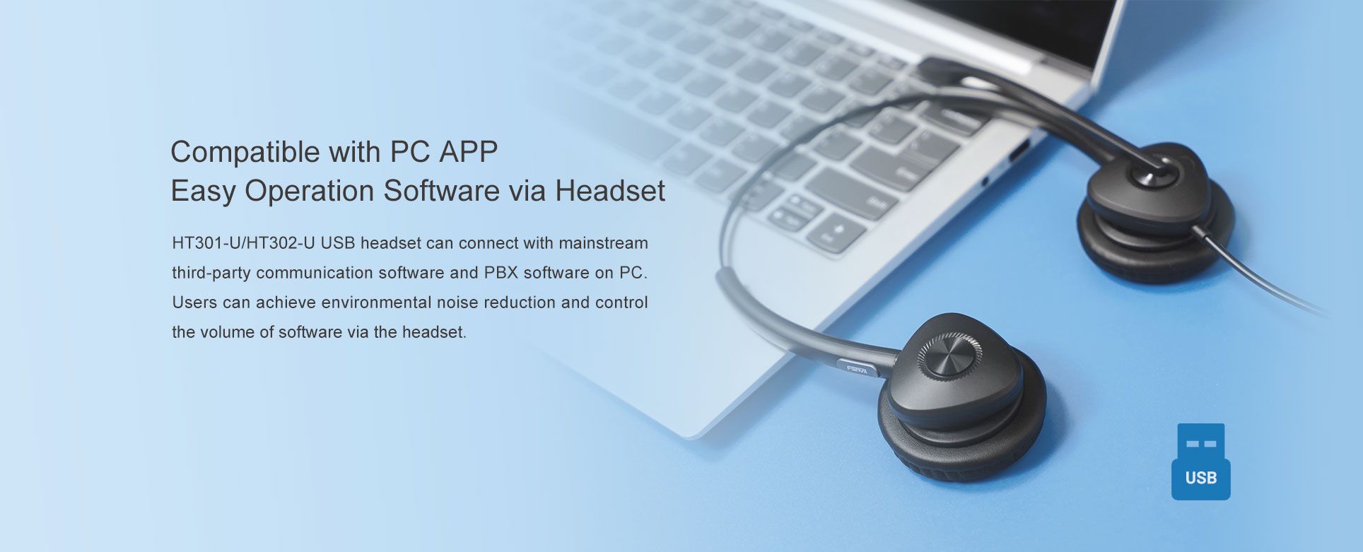Casque filaire HT301-U/HT302-U USB — illustration officielle du produit 7