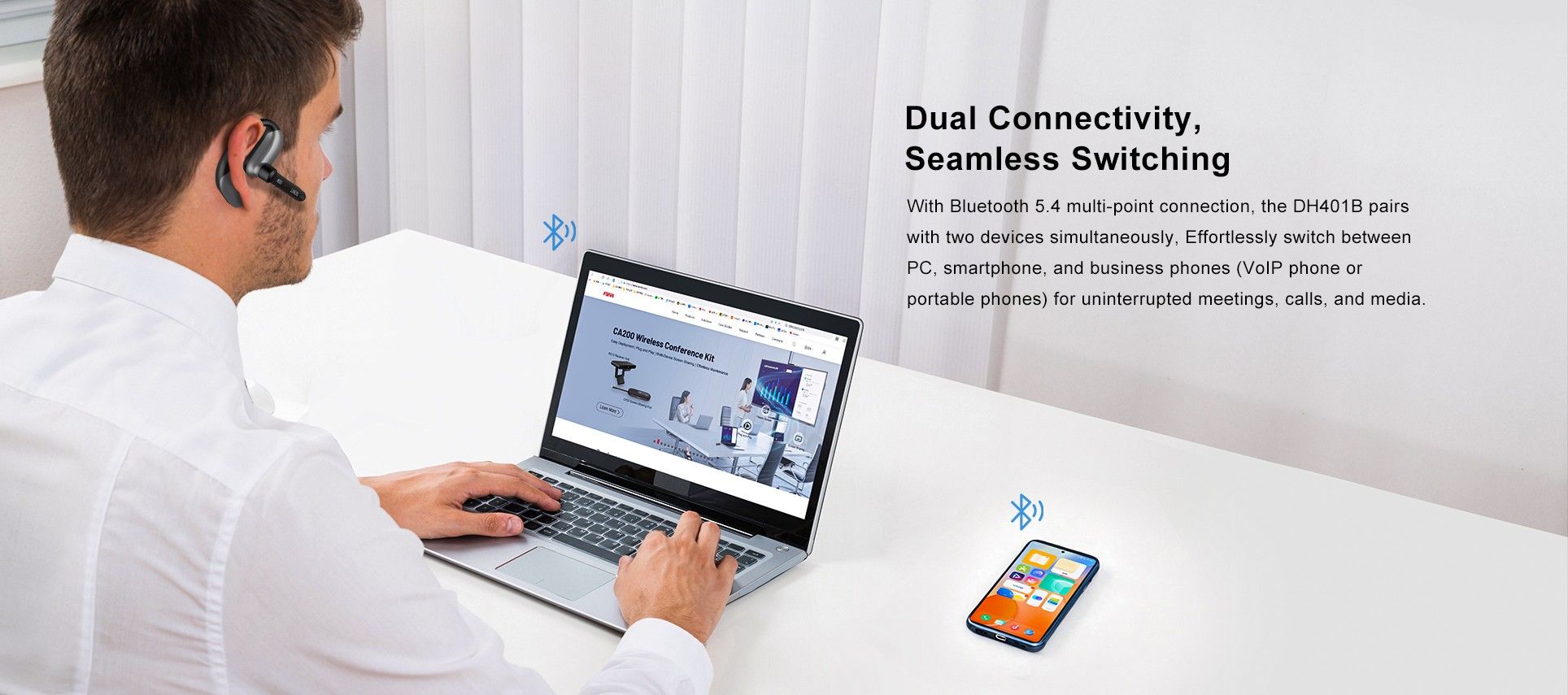 Casque DH401B OWS Bluetooth — illustration officielle du produit 3