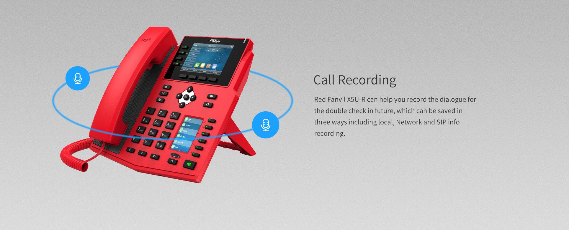X5U-R Téléphone IP rouge spécial — illustration officielle du produit 4