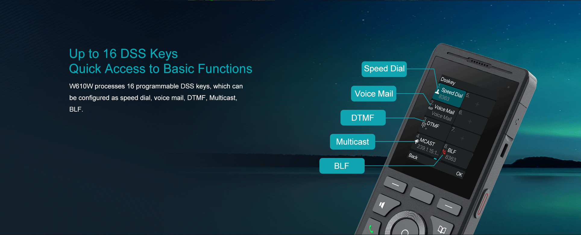 Téléphone portable W610W Wi-Fi — illustration officielle du produit 6