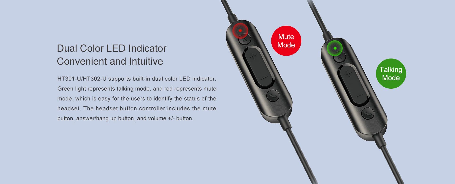 Casque filaire HT301-U/HT302-U USB — illustration officielle du produit 5