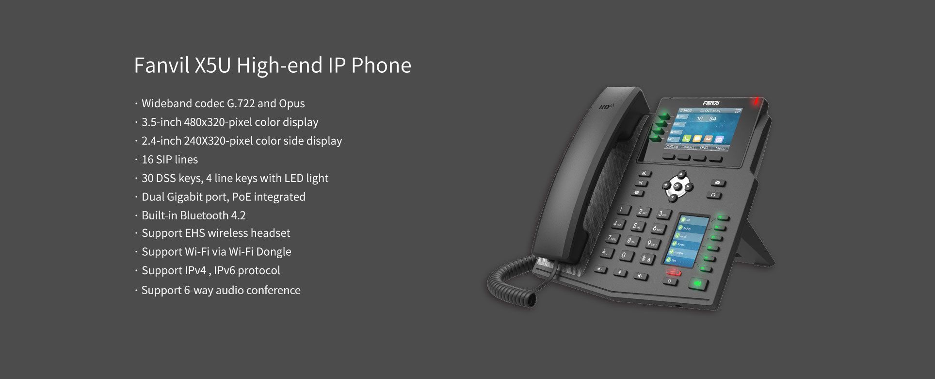 X5U High-end IP Phone — official product illustration 5