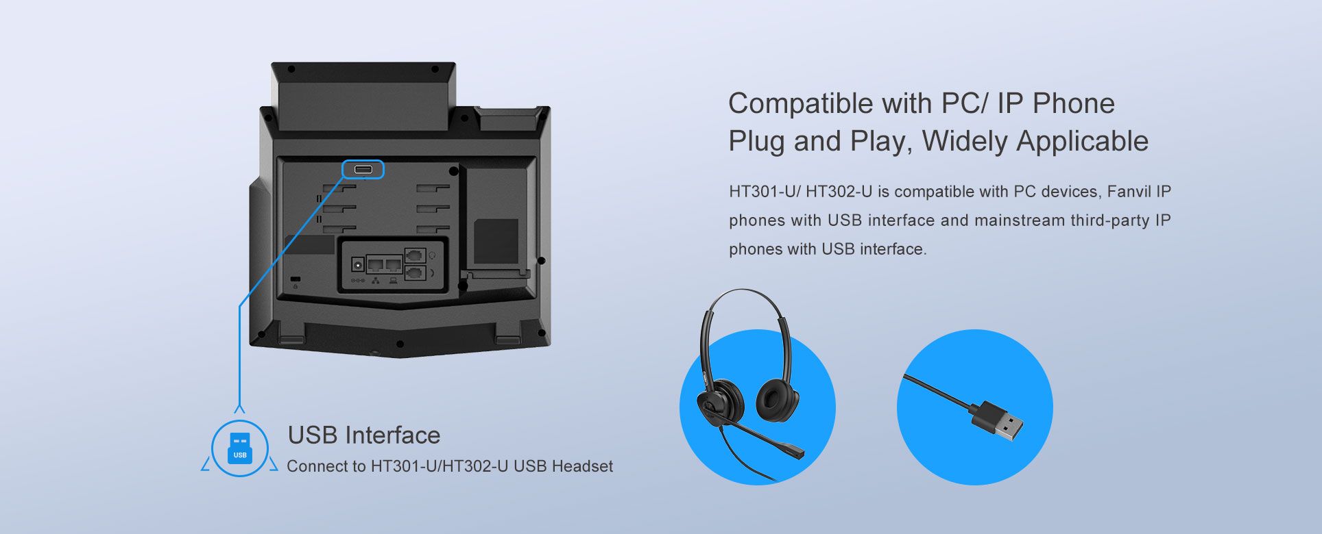 Casque filaire HT301-U/HT302-U USB — illustration officielle du produit 6