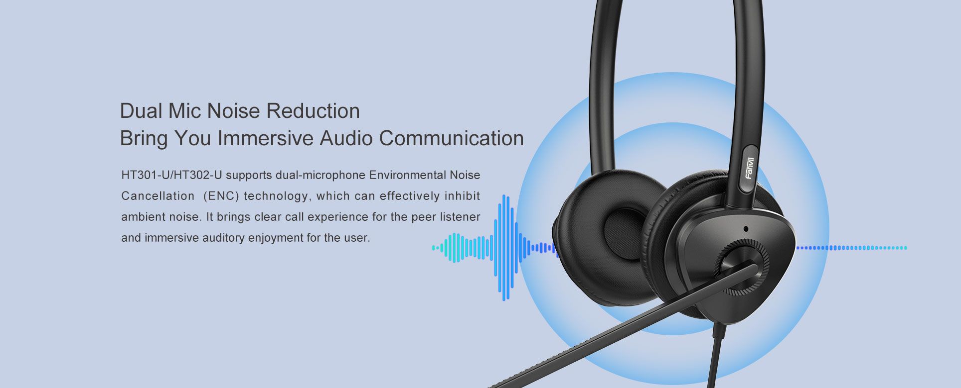 Casque filaire HT301-U/HT302-U USB — illustration officielle du produit 3
