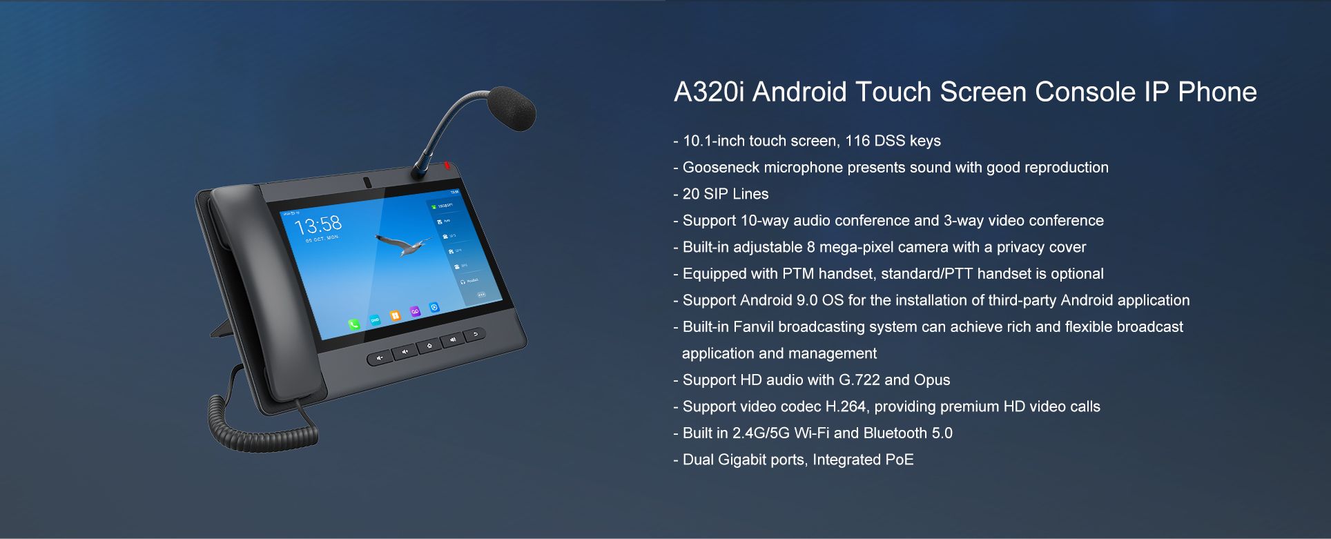 A320i Android Touch Screen Console IP Phone — official product illustration 7
