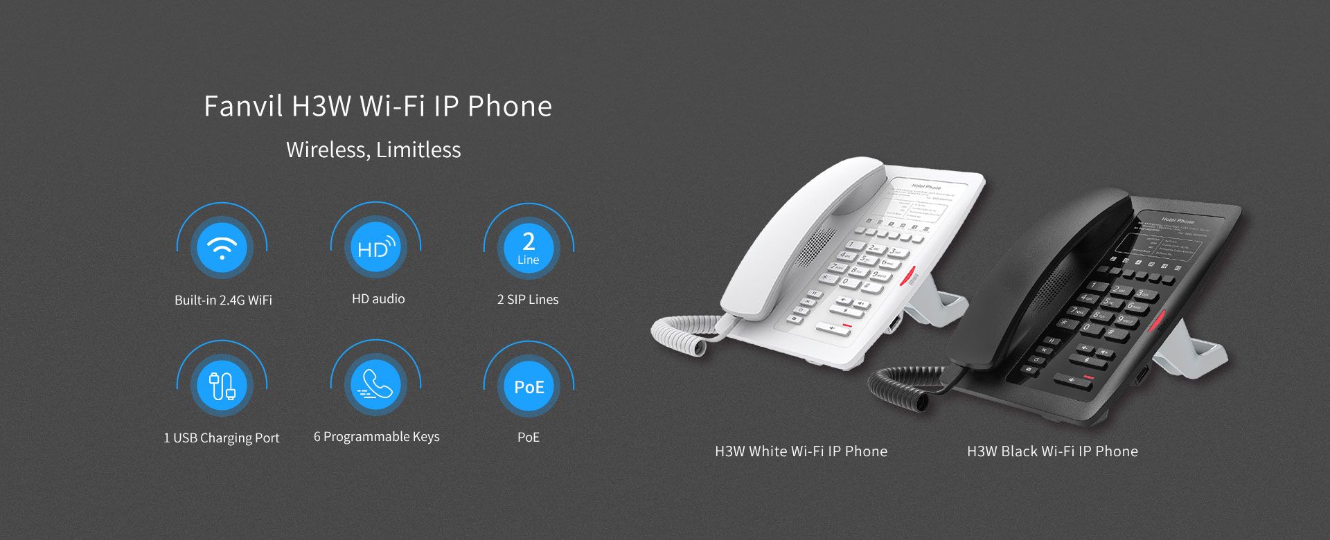 Téléphone H3W Wi-Fi IP — illustration officielle du produit 1
