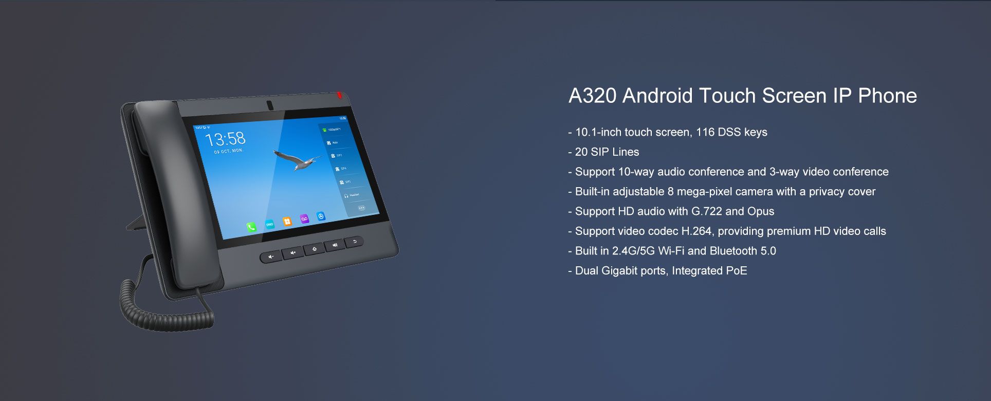 A320 Android Touch Screen IP Phone — official product illustration 7