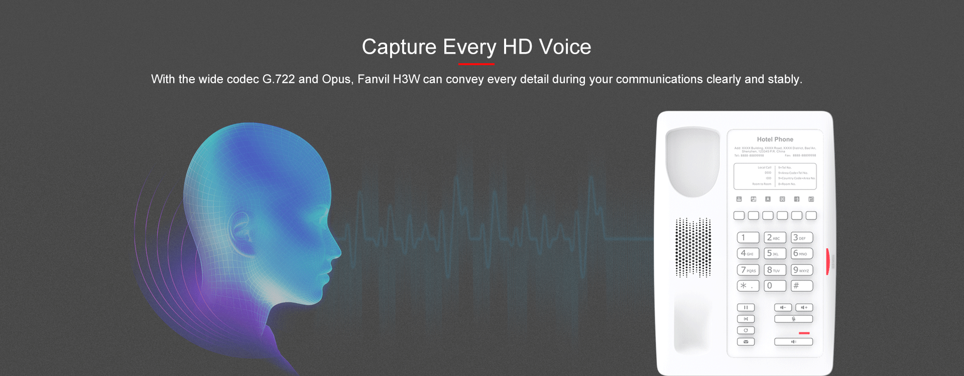 Téléphone H3W Wi-Fi IP — illustration officielle du produit 3