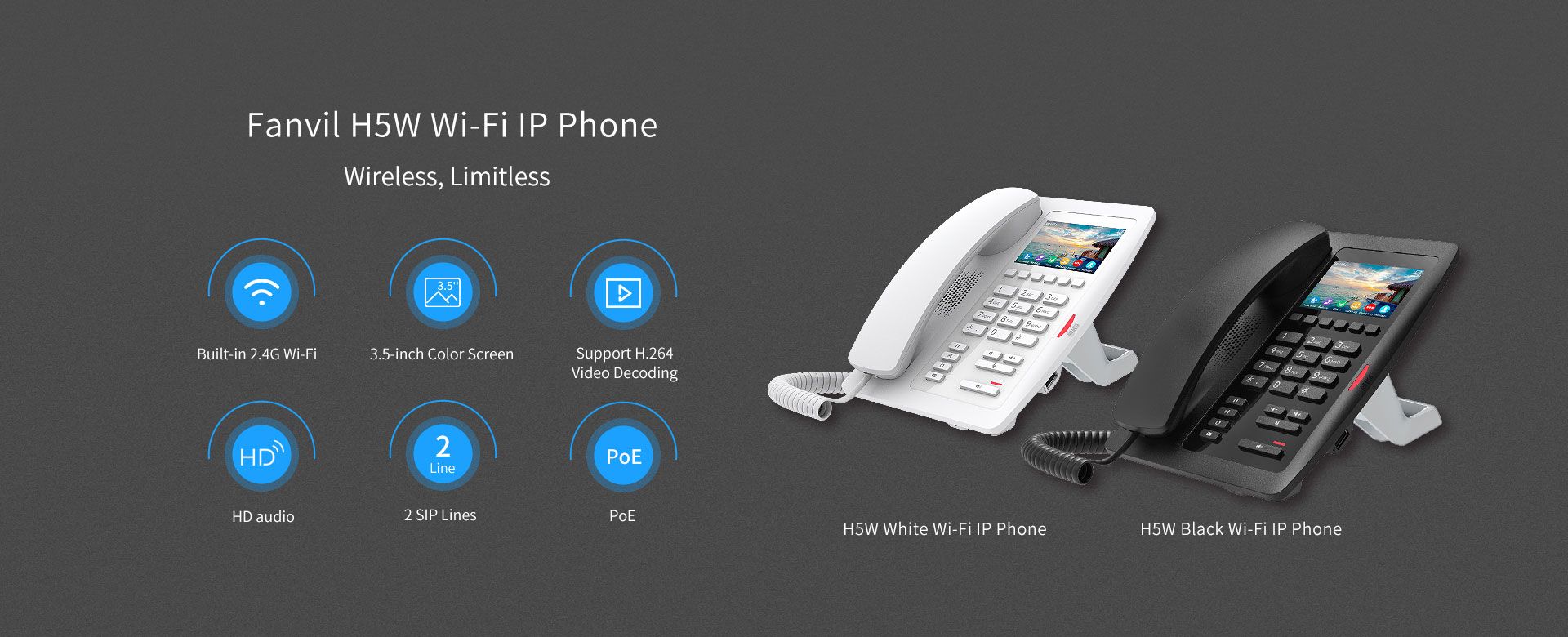 Téléphone H5W Wi-Fi IP — illustration officielle du produit 1