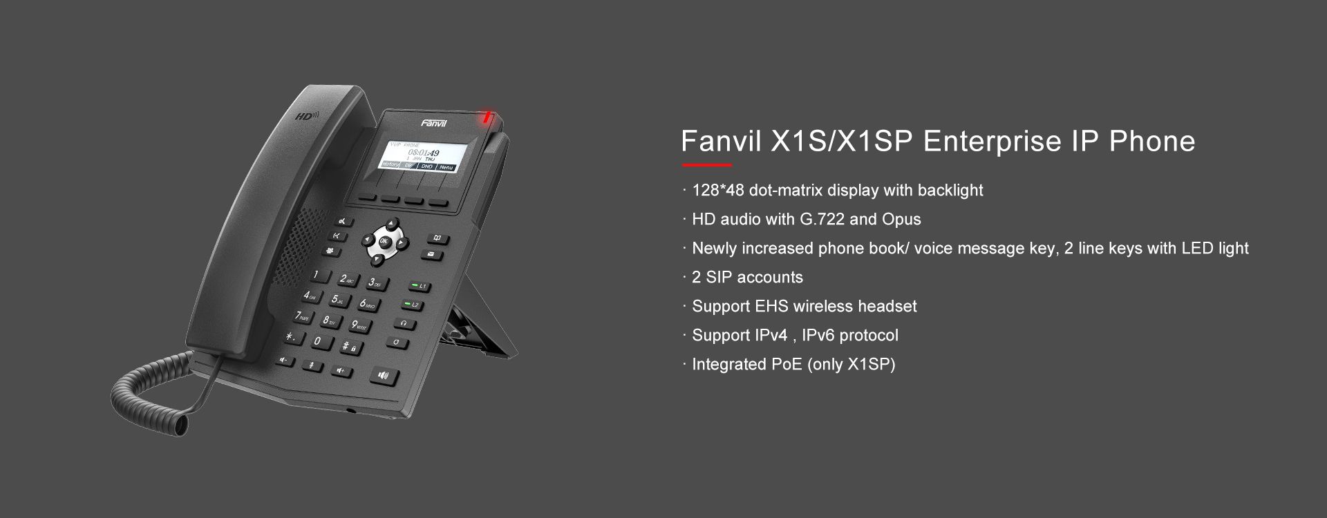 Téléphone professionnel IP X1S/X1SP — illustration officielle du produit 5