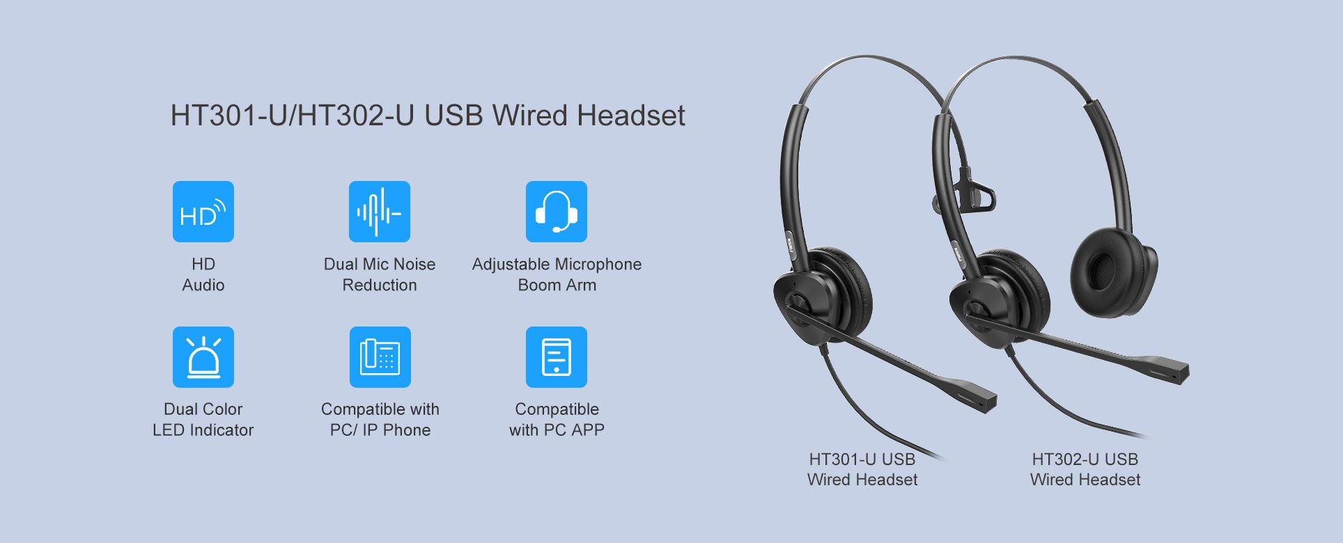 Casque filaire HT301-U/HT302-U USB — illustration officielle du produit 1