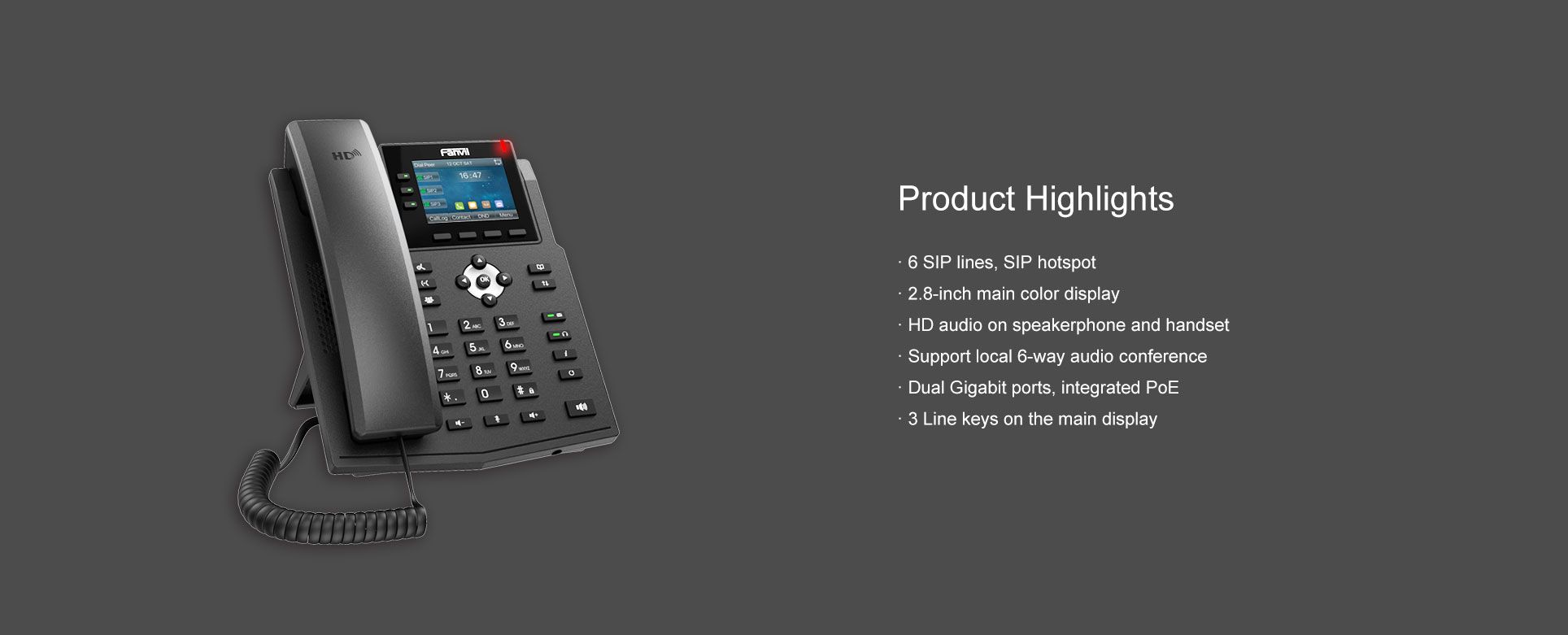 Téléphone IP d’entrée de gamme X3U Pro — illustration officielle du produit 7