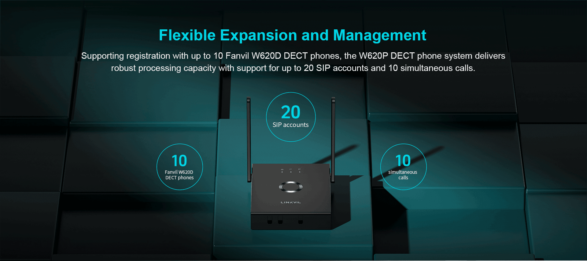 W710D DECT IP محطة قاعدة — رسم توضيحي رسمي للمنتج 3