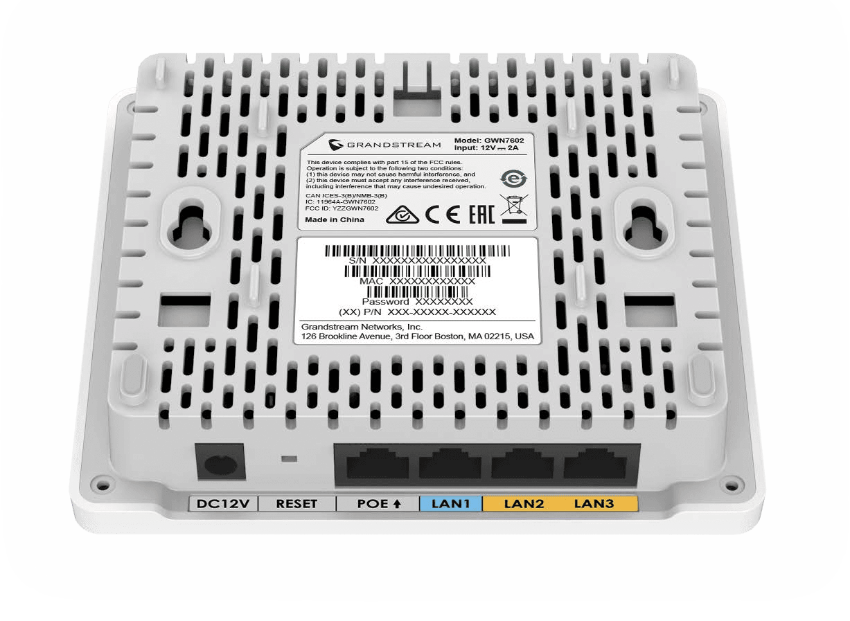 Fig.B Grandstream Networks GWN7602 802.11ac depicted with the integrated 4 port ethernet switch ports