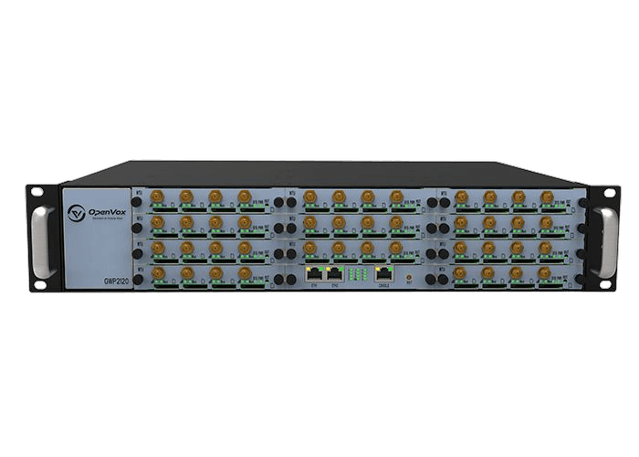 OpenVox GWP2120 modular gateway connecting cellular voice channels to a PBX through SIP